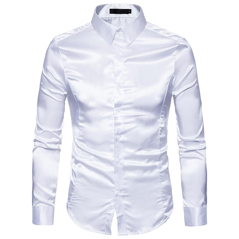 Boombooms Топы Мужская мода Личность Повседневная тонкая рубашка с длинными рукавами Топ Блузка