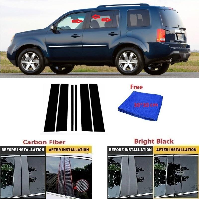 Для Honda Pilot 2009-2015 углеродное волокно черный автомобиль окно дверь колонна BC стойка крышка отделка зеркальный эффект ПК