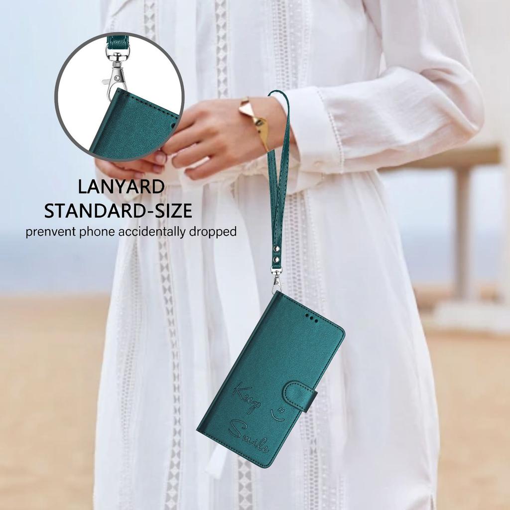 Leather Wallet Flip Case For Doogee N55 Plus N60 Pro Note 58 59 56 56x Keep Smile Embossed Design with Wrist Strap