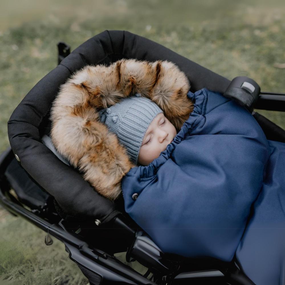 Set of sleeping bag for stroller, seat, sled, winter, navy blue bag + cover