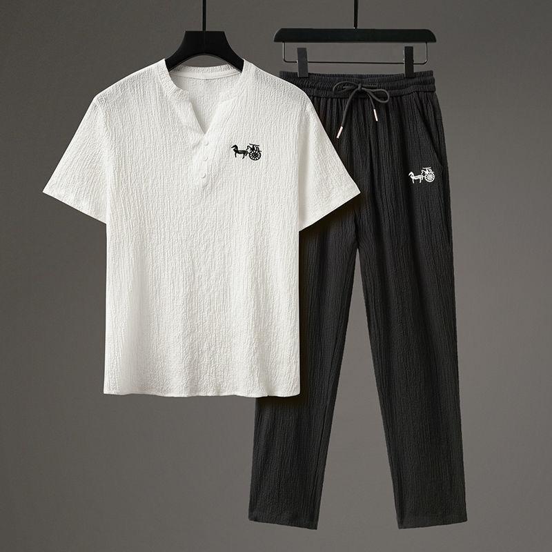 Летние мужские костюмы для мужского полного комплекта повседневный набор-двойка летний тонкий лацкан тренд