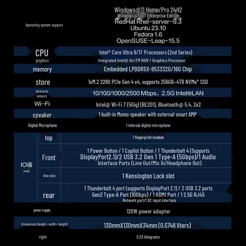 Asus Мини-коммерческий настольный ПК NUC14PROAIMINI (Китайская версия)