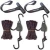 Kayak Tie Down Bow and Stern Tie Down Loop Straps Ratchet Rope Canoe Pulley Hanger Anchor Point Tying Straps, Kit.