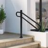 Outdoor Step Handrails, Black Metal Stair Railings, Safety Hand Grips for Stairs, Non-Slip Steel Handrail,Exterior Stair Support