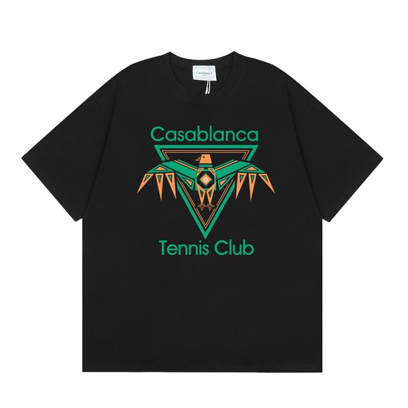 Casablanca Print T-Shirt Men Women Loose Fit Short Sleeve Casual Top