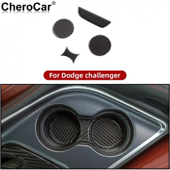Soft Carbon Fiber Gear Shift Water Cup Holder Frame Trim for 15+Dodge Challenger