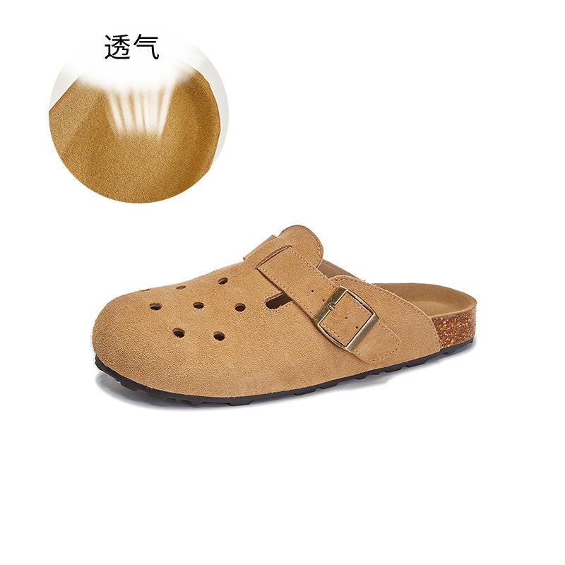 Leather Bag Head Slippers Women's 2025 Summer New Fashion Flat Bottom Half Mop Casual Versatile Sandals Wear Women's Shoes Tide