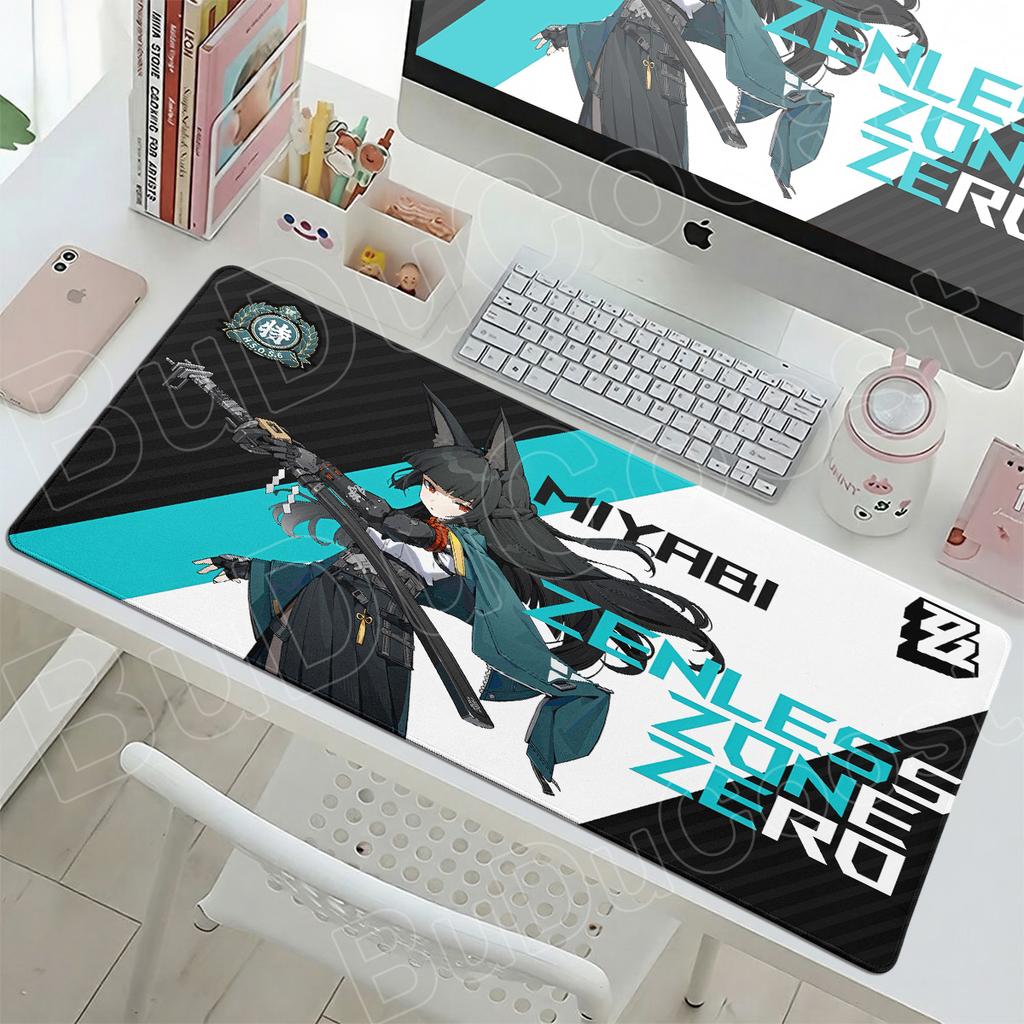 Игровой коврик для мыши Zenless Zone Zero 90x40 см Компьютерный игровой коврик для клавиатуры Милый HD Аниме Коврик для мыши Hoshimi Miyabi Нескользящий офисный коврик для стола