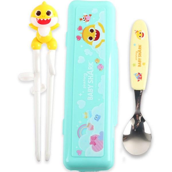 Izoum Children's Baby Shark 3D Correction Chopsticks Set, Mixed Colors, Spoon + Chopsticks + Case, Korean Popular Tableware