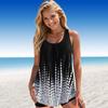 Women's Swimwear Tankini 2 Piece Swimsuit Black and White Strings Print Vacation Bathing Suits