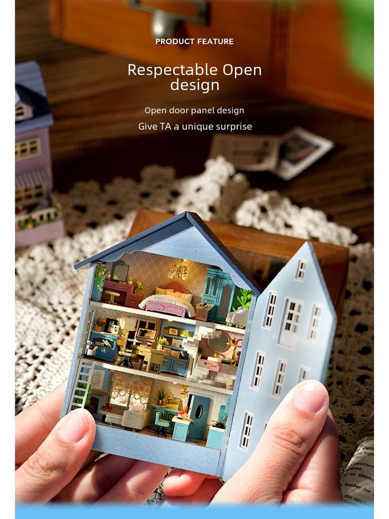 Happy Manor Деревянная самодельная многоуровневая хижина - Molan Manor Подарок ручной работы для женщин