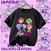 2026 new summer short-sleeved boys' casual shirt Polyester T-shirt for children aged 1-12, girls' sports shirt, K-pop Demon Hunter