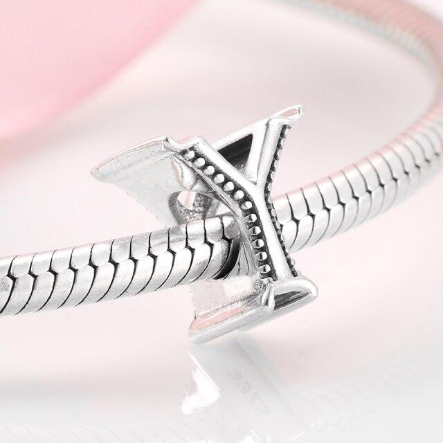 925 стерлингового серебра мода изящные буквы алфавита от A до Z бусины подходят шармы 925 браслеты браслеты ювелирные изделия своими руками