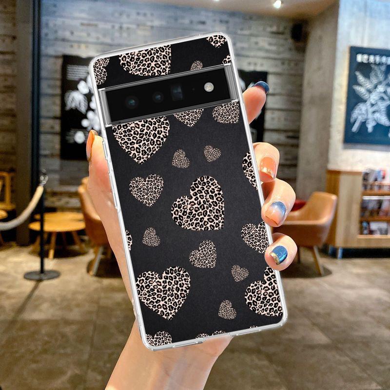 Золотой Розовый Розовый Блестящий Сердечки Чехол для Телефона для Google Pixel 9 8 7 6 Pro XL 8A 7A 6A 5 4 5A 4A 3A XL 5G Мягкий Силиконовый Прозрачный Чехол
