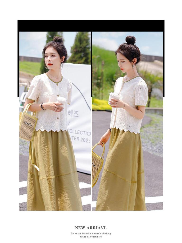 2025 Женский кружевной топ с коротким рукавом для похудения больших размеров - Новый французский стиль