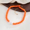 Salircon 9 Colors Bohemian Round Colorful Acrylic Beads Choker Necklace Trend Irregular Imitation Pearl Pendant Necklace Jewelry
