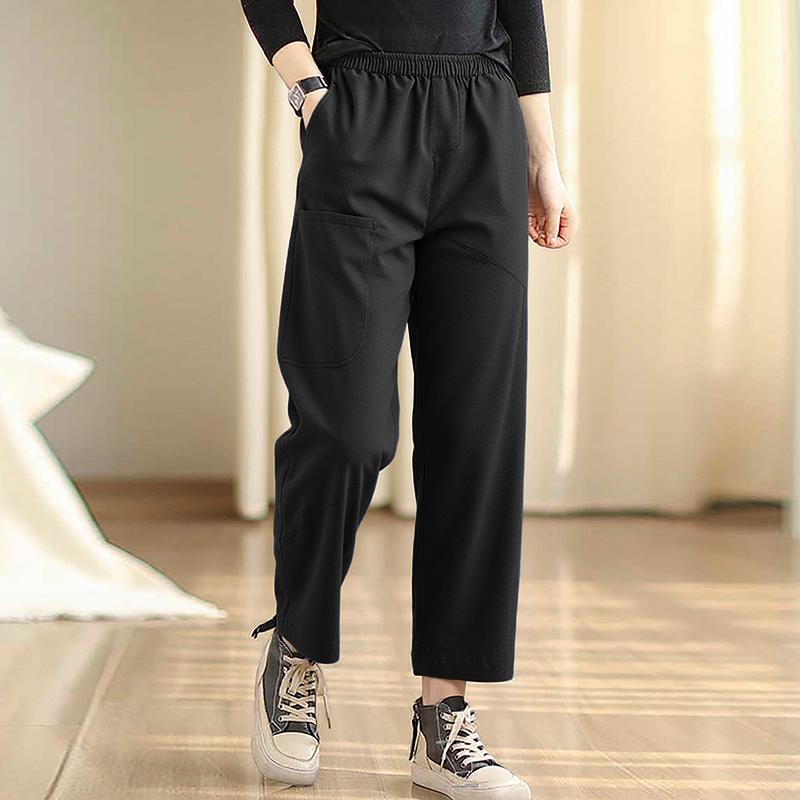 ZANZEA Женские повседневные эластичные брюки гаремы свободного кроя однотонные
