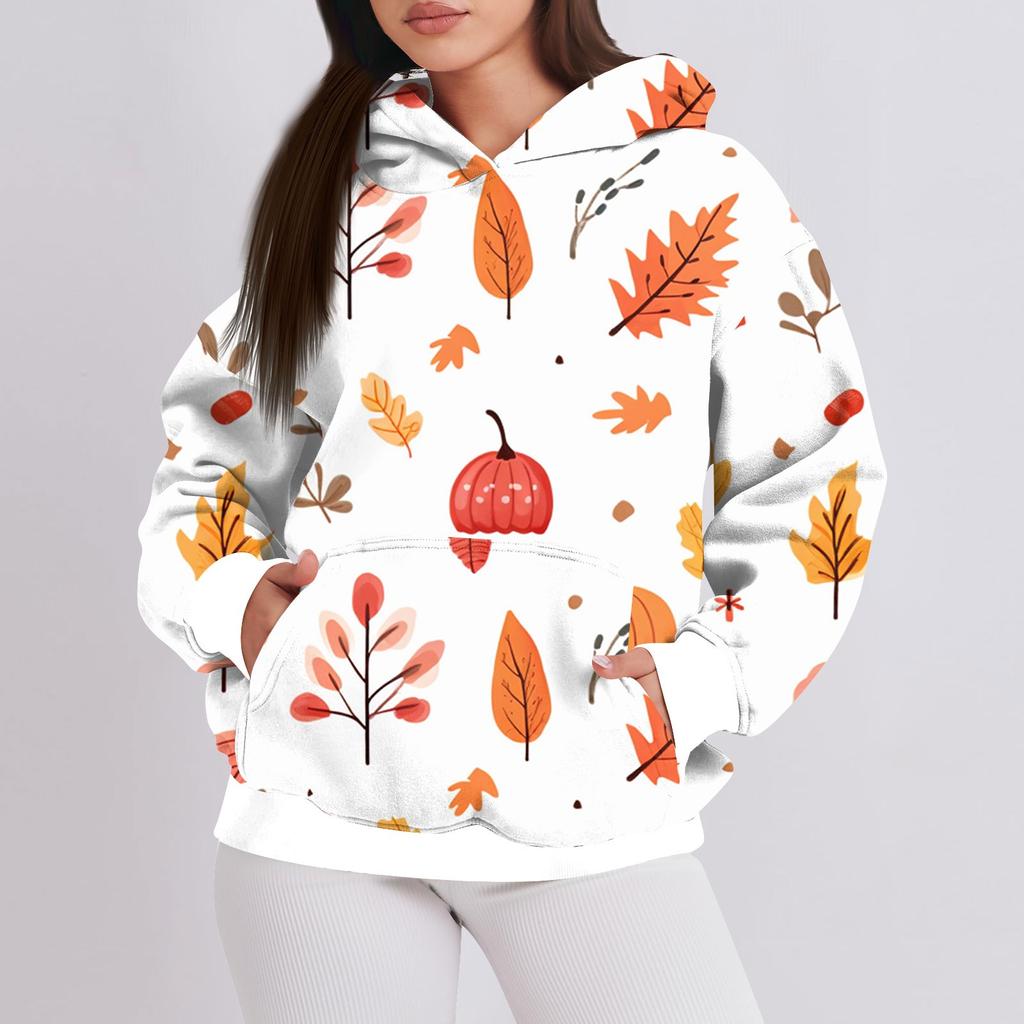 Женская мода повседневный пуловер с капюшоном толстовка с принтом длинный рукав толстовка