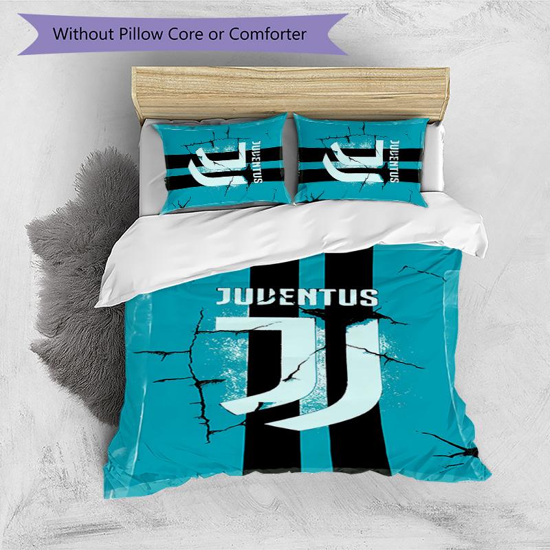 3pcs Juventus FC logo pattern bedding set duvet cover set includes duvet cover &pillowcases,perfect all season bedroom decoration&gift