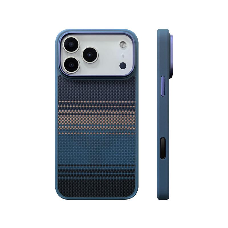 Чехол для iPhone 17 Pro Max из кевлара, углеродного волокна + ТПУ, магнитный, ударопрочный