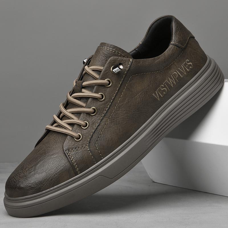 Модная Роскошная Кожаная Обувь Новая Эластичная Лента Спортивная Обувь для Открытого Воздуха Толстая Подошва Оксфорды Мужская Повседневная Обувь Модная Обувь для Пешего Туризма на Открытом Воздухе