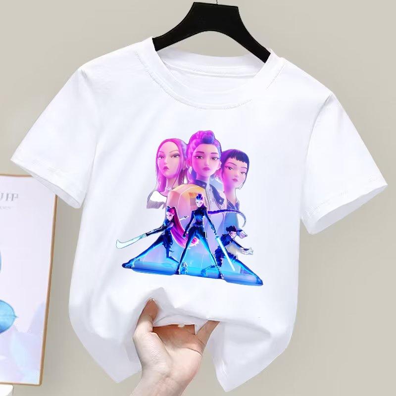 Летняя повседневная детская K-pop футболка с коротким рукавом и принтом в стиле "Охотник на демонов", для мальчиков и девочек