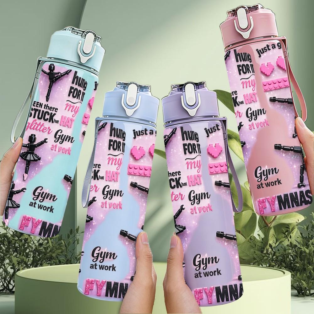 1PC Cheer Girl Sport Slogan Text Print 750ml Color Plastic Sports Water Bottle Leakproof Flip Straw Lid Suitable for Sports Office Home Use