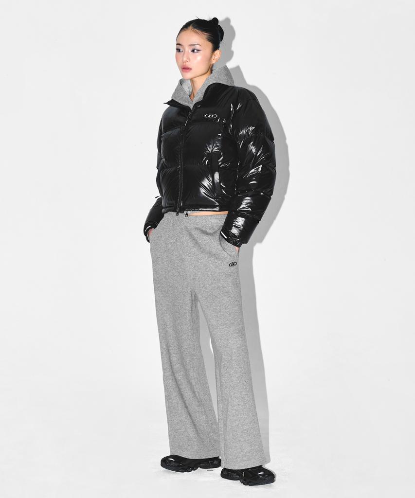BORN TO WIN W Silver B Glossy Crop Puffer Down [Black]