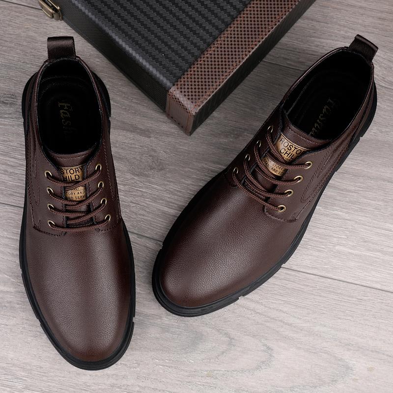 Winter Boots Men Sneakers Genuine Leather Warm Fur Ankle Boots Casual Shoes Men's Ankle Boots Cowboy Tooling