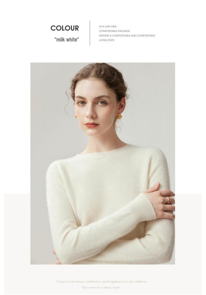 Women's Autumn/Winter Round Neck Pure Cashmere Knit Sweater
