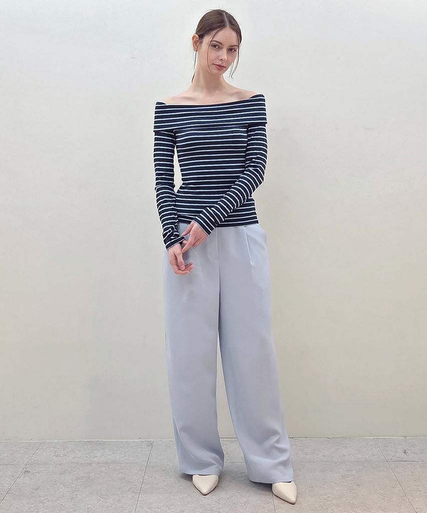YUJEEOT Light Blue Single-Pleat Wide Pants
