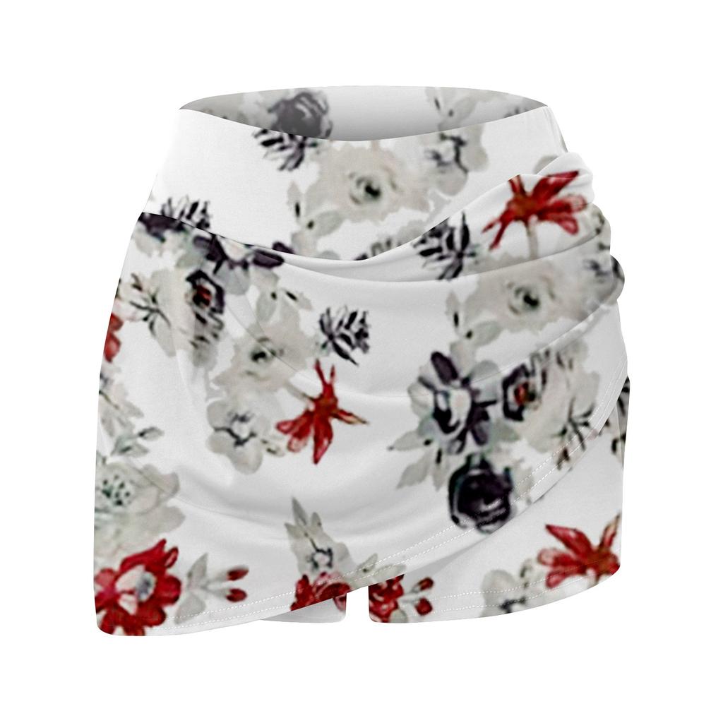 Women's Athletic Stretchy Pleated Tennis Skirts Run Yoga Inner Shorts Elastic Sports Golf Skorts