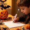 Pumpkin Shaped Ballpoint Pens Halloween Rhinestone Beadable Pen, DIY Sparkly Cat Ghost Plastic Beaded Spooky Stationery Glitter Black Ink Pen