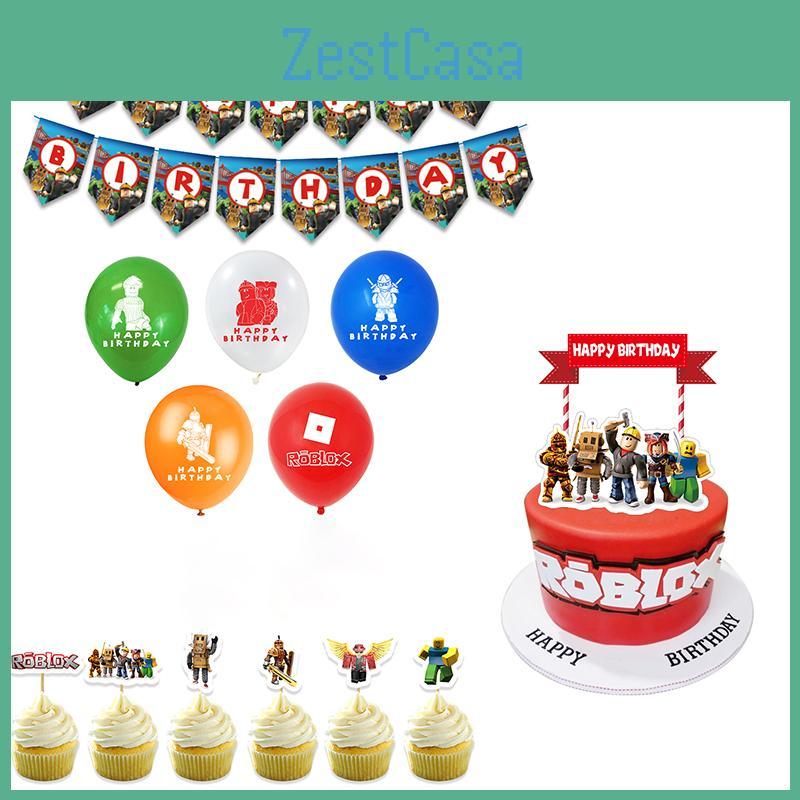 Захватывающие товары для дня рождения в Roblox: потрясающий баннер, воздушные шары и декоративные топперы для торта