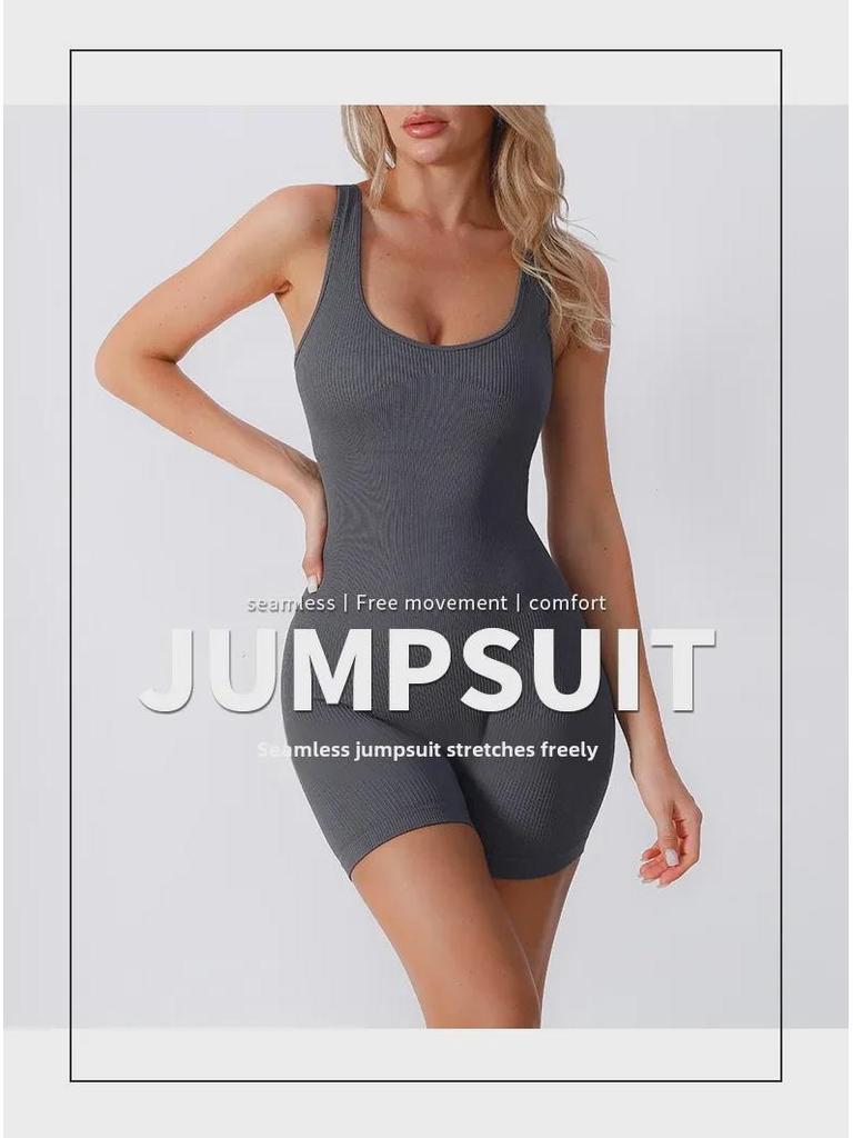 Бесшовный комбинезон для йоги с открытой спиной и нитками - Трансграничный европейский и американский дизайн