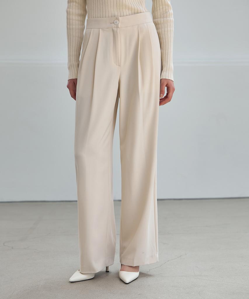 NON AND NON High-Waist Two Pintuck Wide Slacks_Nssl520