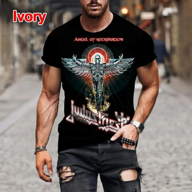 New Rock Judas Priest Band 3D Printed t shirts Men Women Hip Hop Short Sleeve T-shirt Tops Fashion Oversized Street Man Clothing