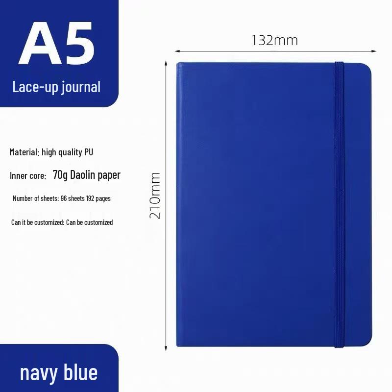 A5 Business PU Leather Hardcover Strap Design Notebook – Customizable Logo, Simple & Convenient Diary Notebook.