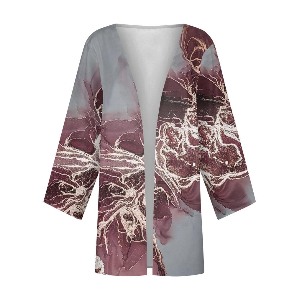 Women's Casual Fashion Printed Lightweight Medium Length Jacket Cardigan
