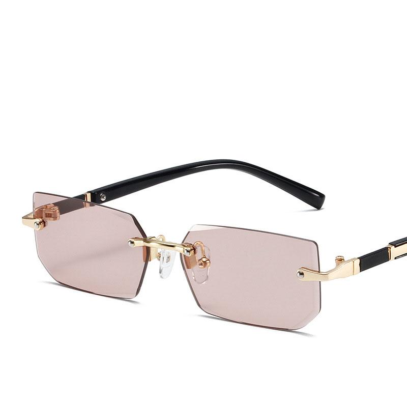 Модные солнцезащитные очки без оправы для мужчин и женщин, модные безрамочные прямоугольные солнцезащитные очки в стиле ретро, ​​летние очки для путешествий UV400