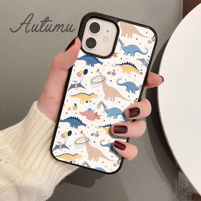 Веселый чехол для телефона с динозаврами для iPhone 11 12 13 14 Pro Max mini XR XS SE 2020 6S 7 8 Plus Samsung Galaxy S21 S22
