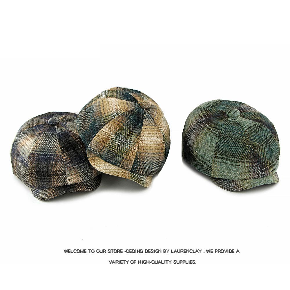 Осенне-зимняя шерстяная градиентная восьмиугольная кепка мужская британская винтажная кепка кепка газетчика