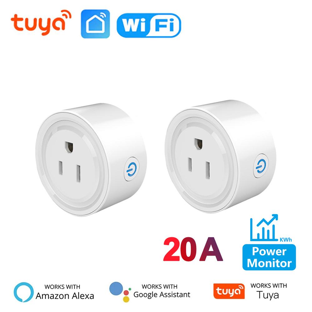 Умная розетка Tuya WiFi 20A с мониторингом мощности США Канада Мексика Перу Япония Колумбия Умная розетка Таймер Работает с Alexa Google Home
