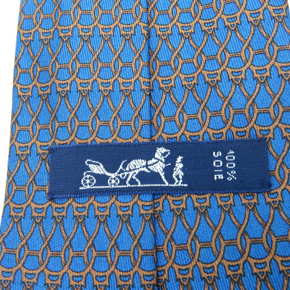 Used HERMES Tie Toyota Limited Edition Silk Blue Brown Suit