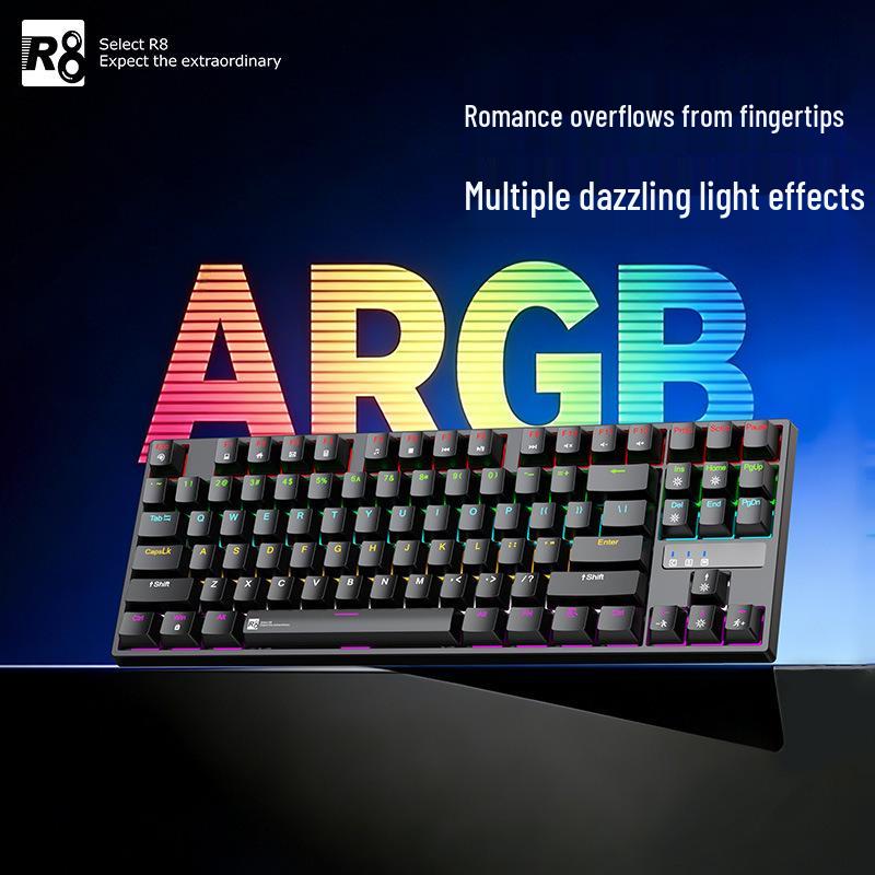 GK105 87-клавишная проводная механическая клавиатура, ARGB подсветка, Красный переключатель, Анти-гостинг, Универсальная для геймеров и ноутбуков.