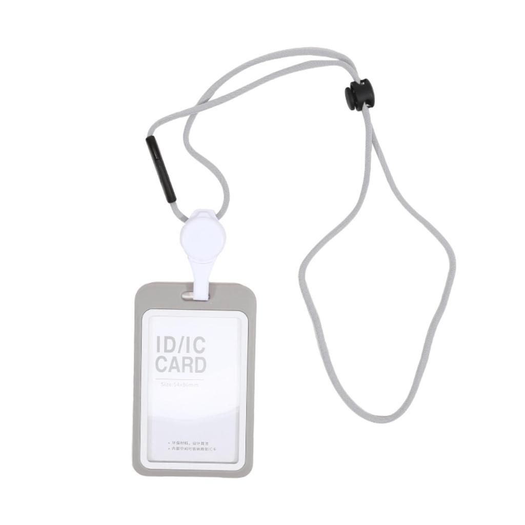 Vertical Double Side ID Badge Holder With Adjustable Neck Lanyard Retractable Anti-Slip Design Work Card Case