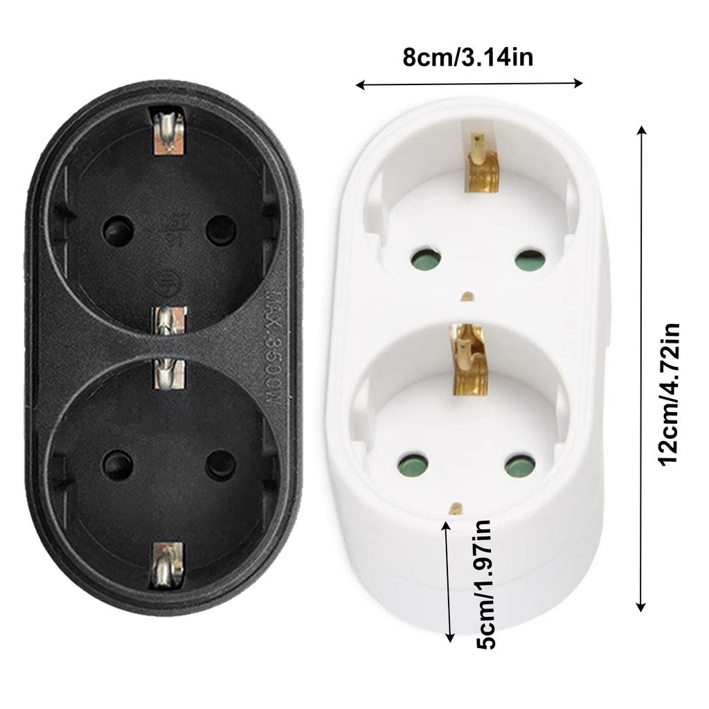 Upgrades Double Outlet Adapter for Euro/German Sockets Electrical Socket Extender for Simultaneous Device Charging