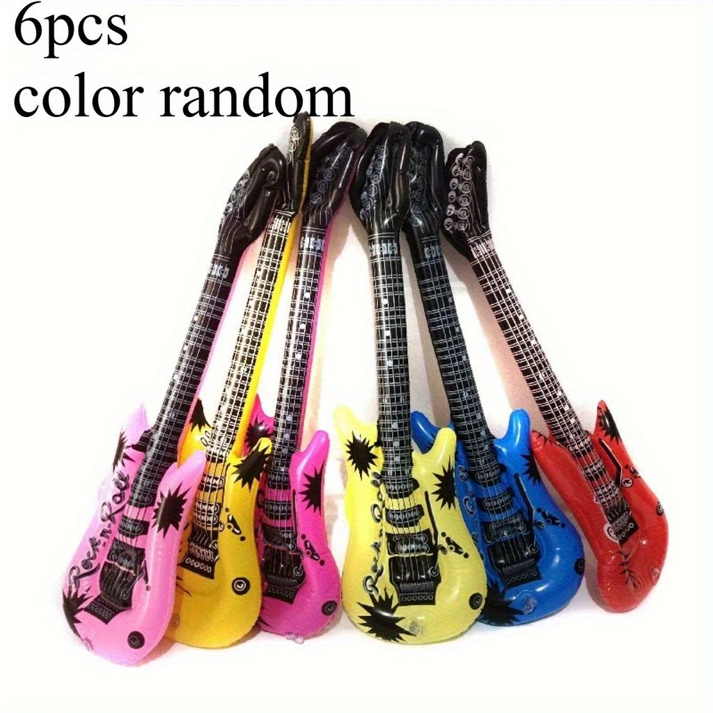 1/6pcs Inflatable Guitar Balloon Rock Inflatable Props Guitar Assorted Colors Party Decoration for Musical Concert Themed Party