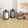 Clear Black Qtip Holder Dispenser with Lids - Apothecary Jar Containers for Vanity Organizer Storage - Bathroom Accessories Set
