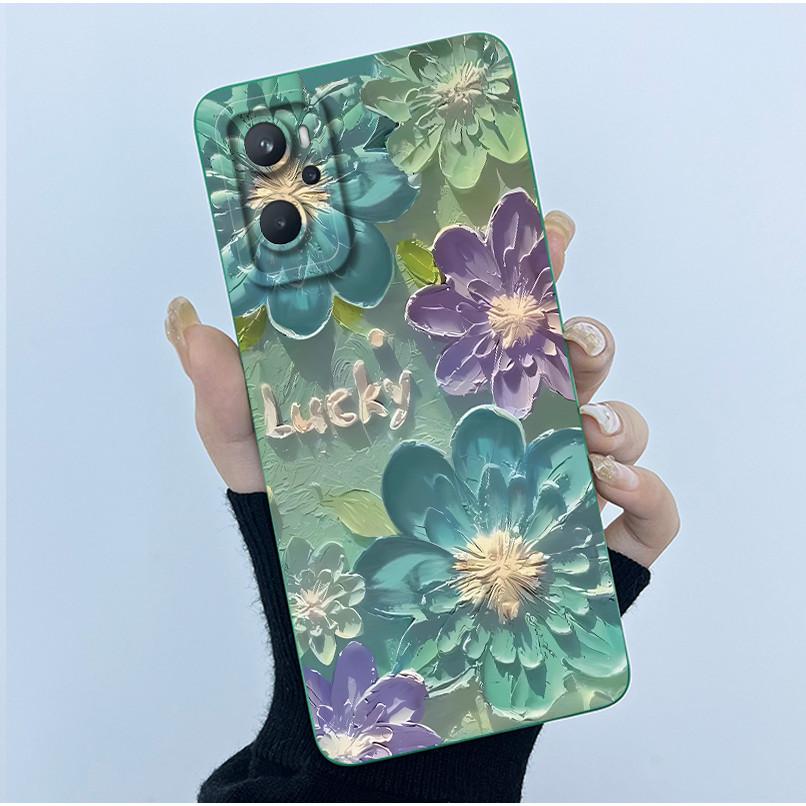 For OPPO A96 CPH2333 Realme 9i 4G RMX3491 Phone Case Fashion Simplicity Oil Painting Flowers Silicone Soft Shockproof Back Cover